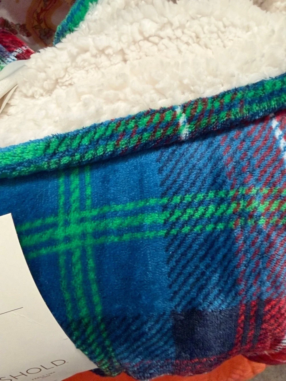 Threshold Plaid Sherpa Throw - Red, Blue, Green